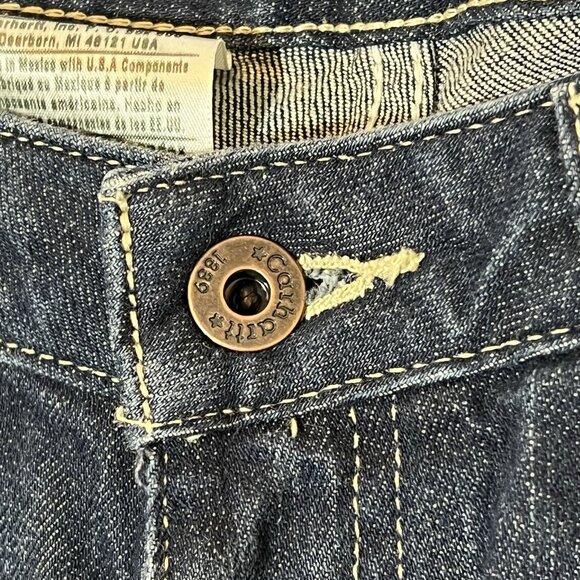 Carhartt Women’s Blue Jeans 8x34 Straight Fit Zipper Pockets Mid Rise - Picture 11 of 13